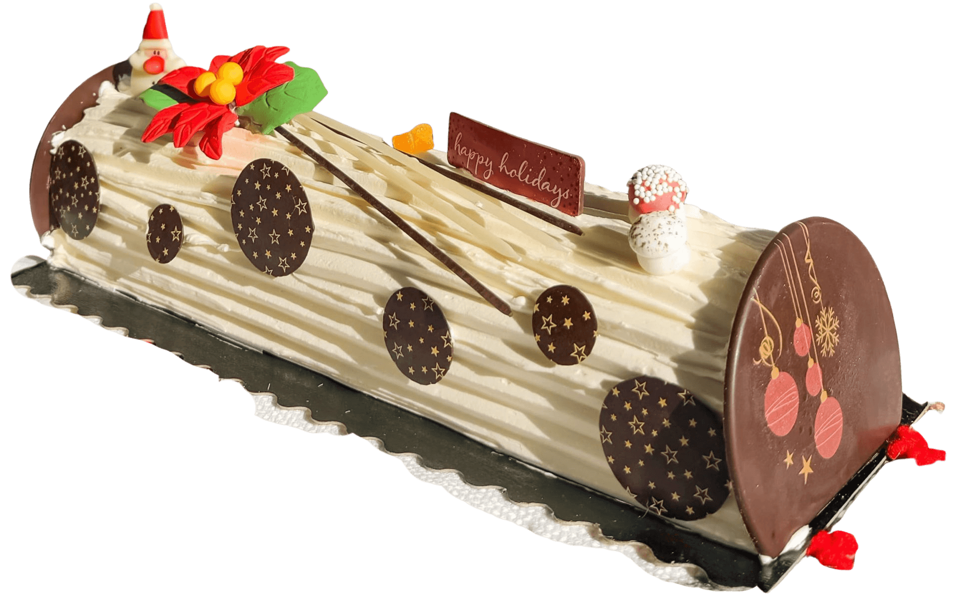 Mocha Cake Roll with decorations